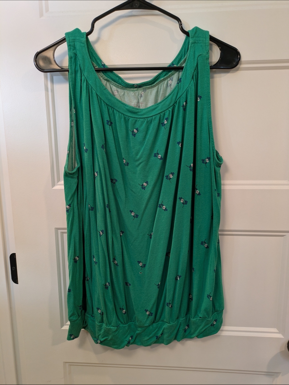 LOFT Green Floral-Print Sleeveless Tank
